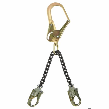 FALLTECH Rebar Positioning Assembly With Clevis Pin Steel Snap Hooks and Grade 80 Chain, 425 lb Load, 2 Legs,  8250